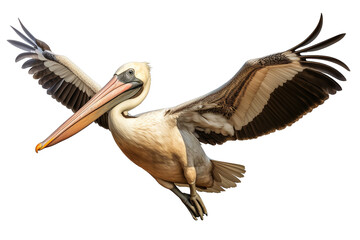 Pelican in Graceful Flight Isolated on Transparent Background. Generative Ai