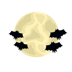 bats flying under the moon