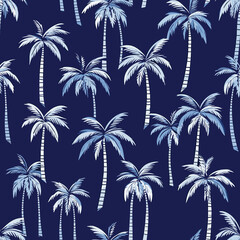 Fototapeta premium Varied Pattern of Palm Trees and Leaves. Generative AI illustration.