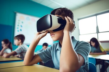 Virtual reality classroom lesson. Generate Ai