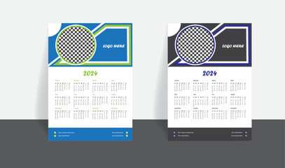 1 page 2024 calendar template.