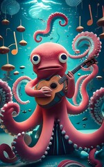 Obraz premium Octopus Jam Session Underwater