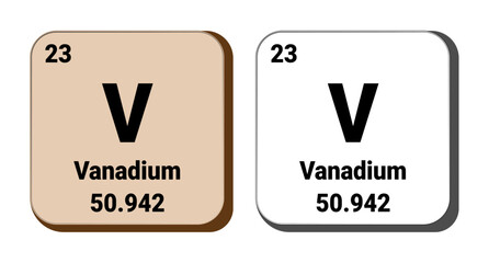 V, Vanadium element vector icon, periodic table element. Vector illustration EPS 10 File. Isolated on white background.