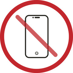 Isolated illustration of do not or prohibited to use cellular phone, cellphone, smartphone with red crossed out