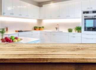 Empty and clean stone dining table in kitchen.