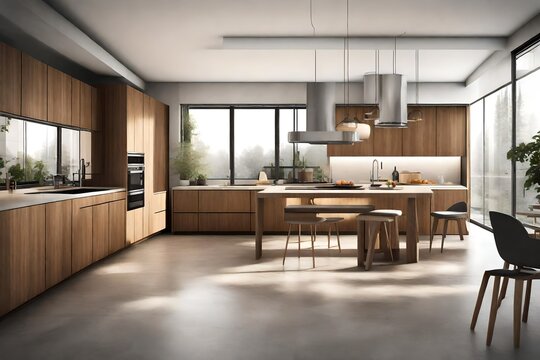 modern kitchen interior with kitchen 4k HD quality photo. 