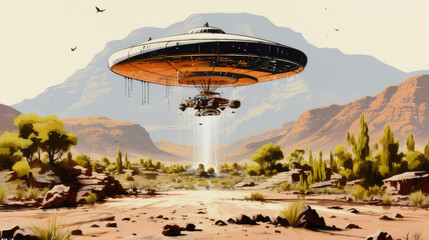 Galactic Visions: Alien Craft Artwork Paint as Conjured by Generative AI