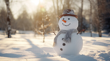 Obraz premium Snowman in winter and Christmas festival.