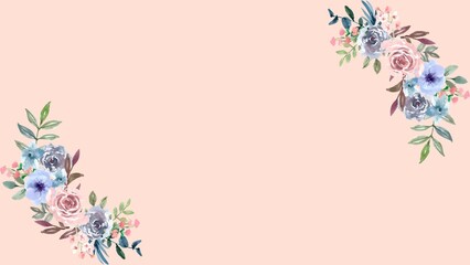 peach-colored background with floral patterns for greeting card or business card