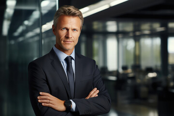 Fototapeta na wymiar portrait of a male CEO or chief executive officer, office background