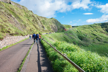 Hiking at giants causeway, Northern ireland