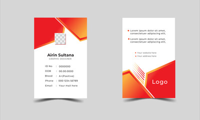 Simple vector office ID card design template. Set of green color.