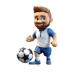 Football player cartoon character on transparent background PNG