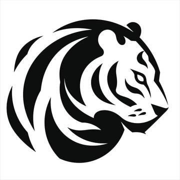 Tiger logo emblem shilouette Isolated on white background
