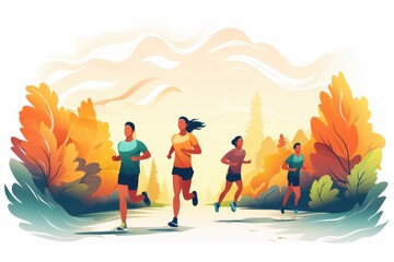 Picture of a group of people participating in a run. World health day.