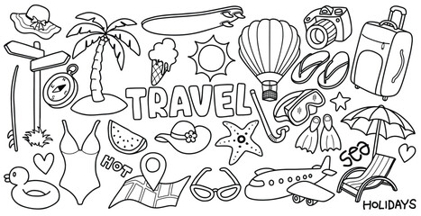 Hand drawn travel doodle set. © dwi