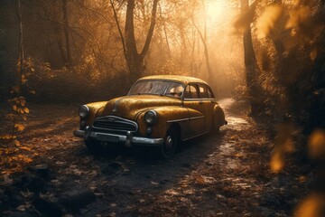 Fototapeta na wymiar vintage car in the forest