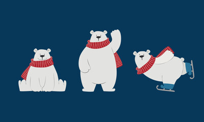 Winter picture. Polar bear in different poses © Ira Shtoina