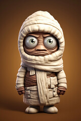 Funny grumpy little mummy 3D character