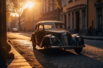 vintage car in the forestvintage car standing on the street