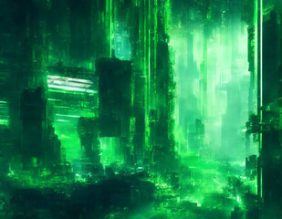 Green abstract background, Ai Generated