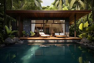 A simple new home in jungle with swimming pool