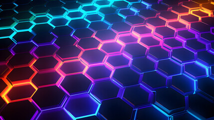 Fototapeta premium Neon Hexagons Background