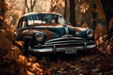 Fototapeta premium vintage car in the forest