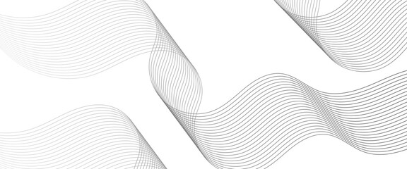 Fototapeta premium Abstract black and white wave lines on transparent background. Technology, data science, geometric border pattern. Isolated on white background. Vector illustration 