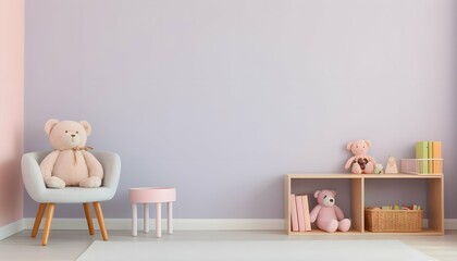 Children's bedroom design in pastel colors in a minimalist style for girl