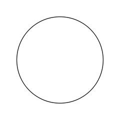 A large black outline circle on the center. Vector illustration on white background