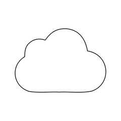 A large black outline cloud symbol on the center. Vector illustration on white background