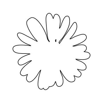 recommend clip art: A large black outline chamomile flower on the center. Illustration on transparent background