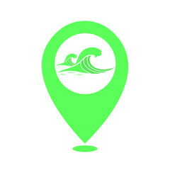 green sea waves and ocean waves location icon
