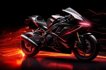 Motorcycle in motion on Road, Thunder, sports Bike, Motogp, smoke, Rider, Riding, night view