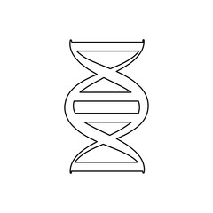 A large black outline dna symbol on the center. Vector illustration on white background