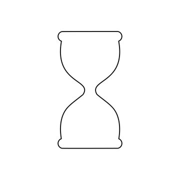 A large black outline hourglass symbol on the center. Vector illustration on white background