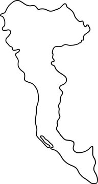 doodle freehand drawing of corfu island map.