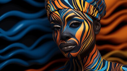 Streaks of beauty Colorful portrait of a young woman