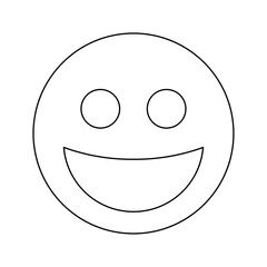 A large black outline laughter face symbol on the center. Vector illustration on white background