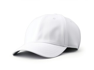 Baseball Cap Isolated on White. Template of Sporty Hat with Blank White Surface for Design and Embroidery
