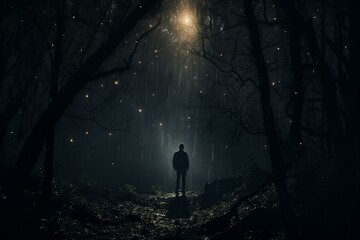 A person is abducted in a forest at night. Generative AI