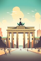 Berlin retro travel poster with Brandenburg gate - obrazy, fototapety, plakaty