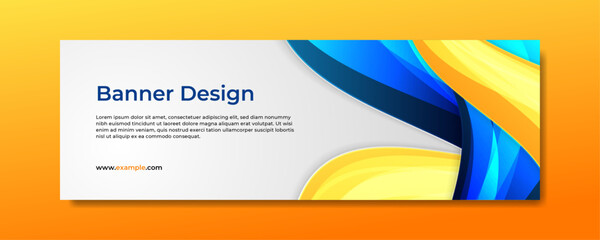 Abstract geometric gradient blue and orange banner background