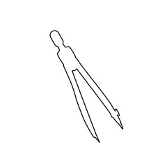 A large black outline compass divider on the center. Vector illustration on white background