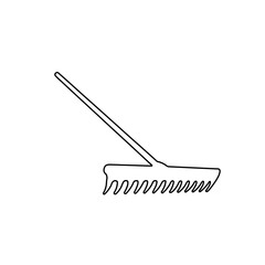 A large black outline rake symbol on the center. Illustration on transparent background