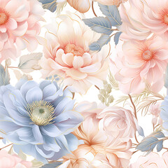 Fototapeta na wymiar Seamless background with pink flowers