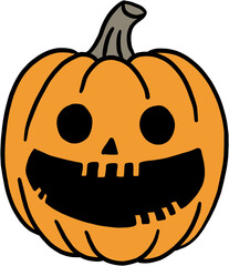 freehand drawing of halloween pumpkin flat design.