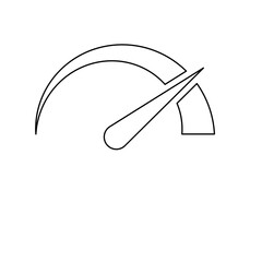 A large black outline tachometer symbol on the center. Vector illustration on white background