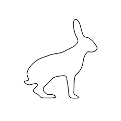 A large black outline hare symbol on the center. Illustration on transparent background